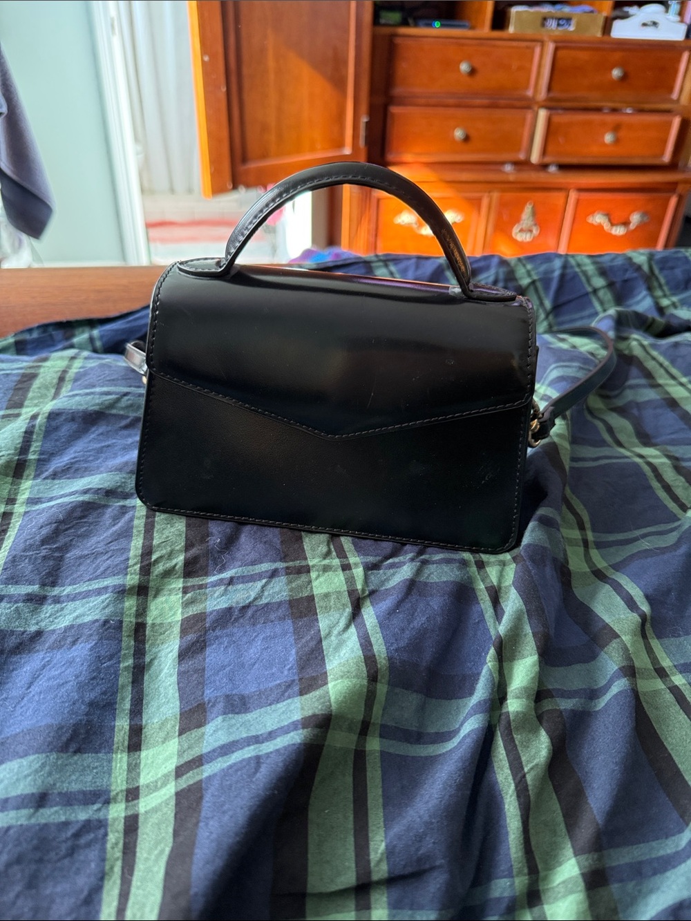 J. Crew Black Leather Top-Handle Satchel